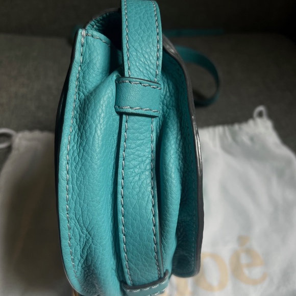 Chloe Light Blue Leather Mini Marcie Crossbody Bag Turquoise Summer Bag - Picture 6 of 15
